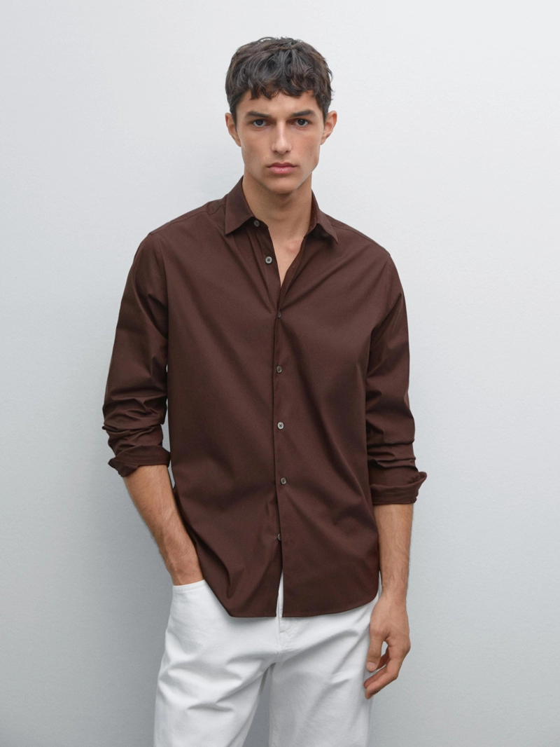 Рубашка slim fit из растяжимого материала