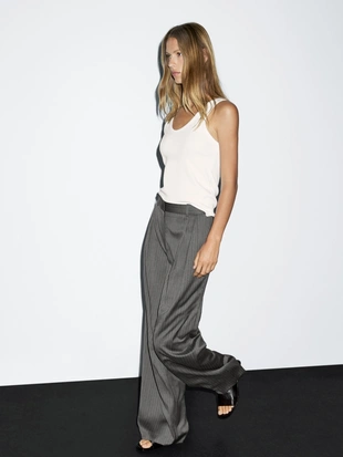 Брюки в полоску 100% шерсти- Заказать в России