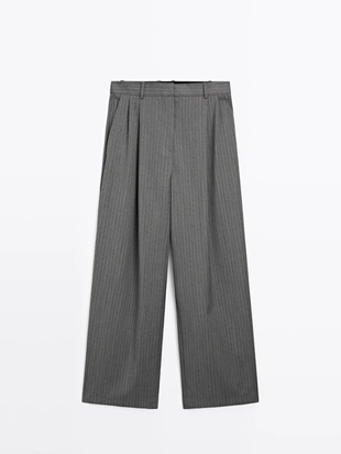 Брюки в полоску 100% шерсти- Заказать в России