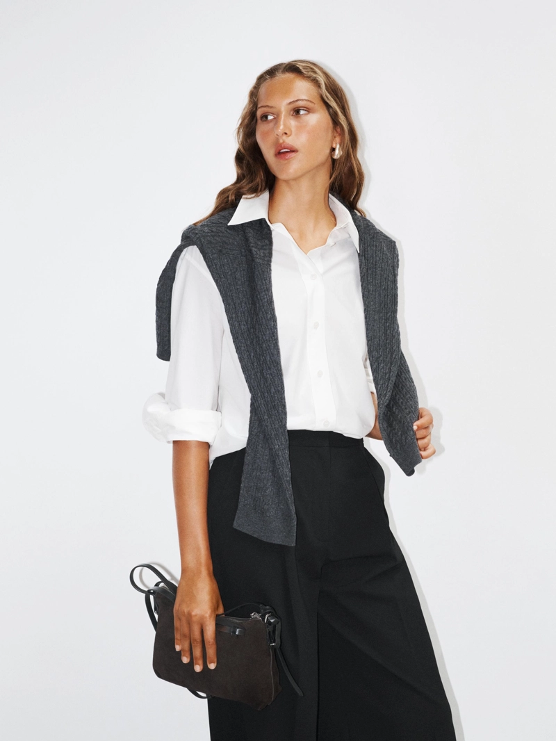 Рубашка из 100% хлопкового поплина длинным рукавом