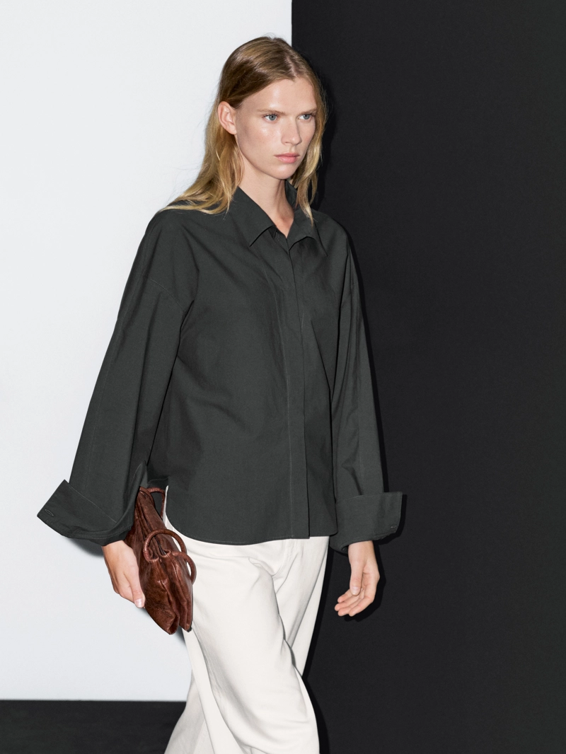 Рубашка из хлопка loose-fitting 100%, massimo dutti