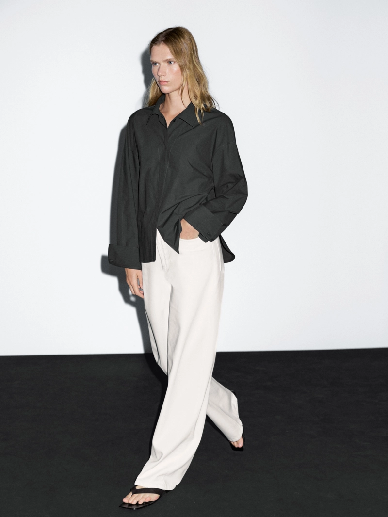 Рубашка из хлопка loose-fitting 100%, massimo dutti