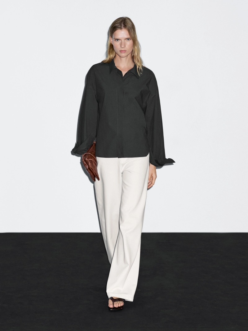Рубашка из хлопка loose-fitting 100%, massimo dutti