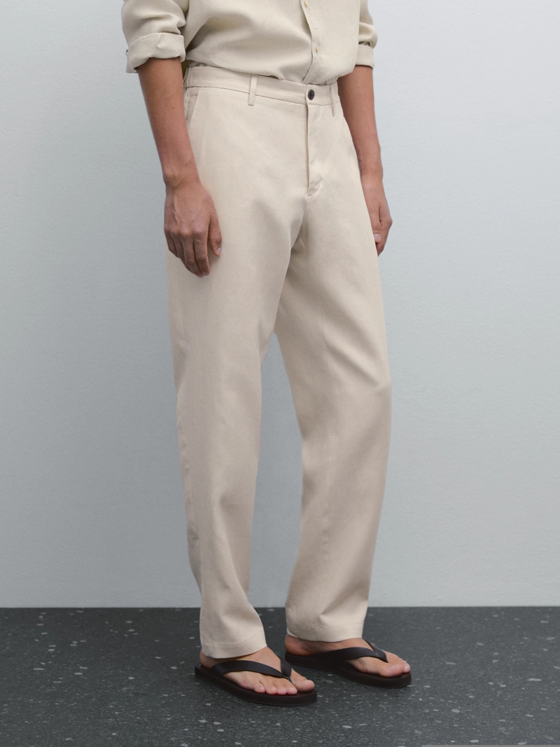 Брюки regular fit из 100% льна