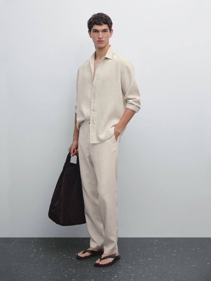 Брюки regular fit из 100% льна