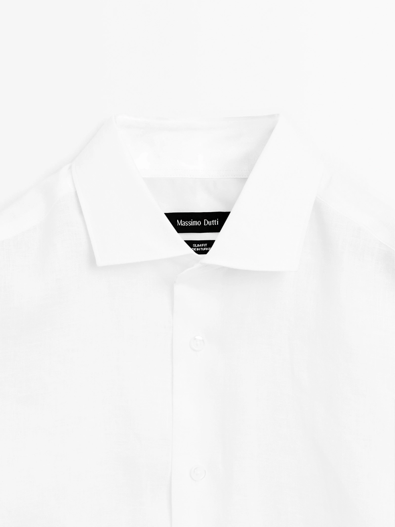 Рубашка slim fit из 100% льна