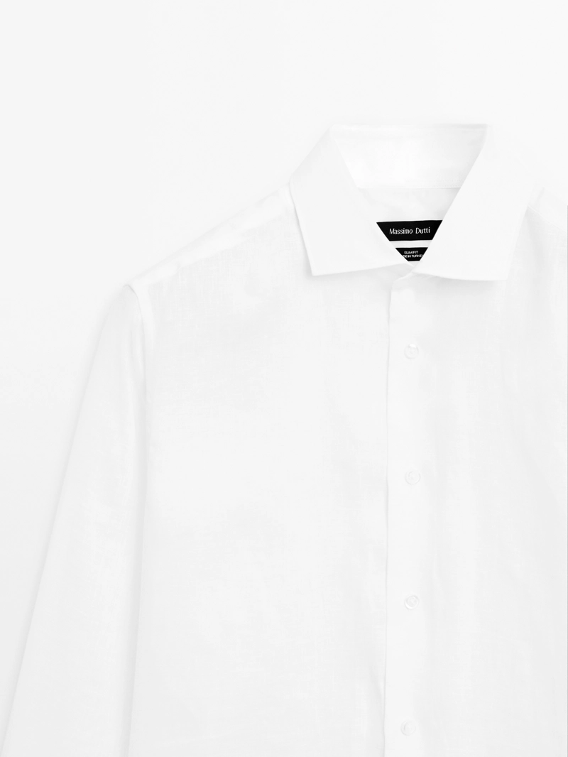 Рубашка slim fit из 100% льна