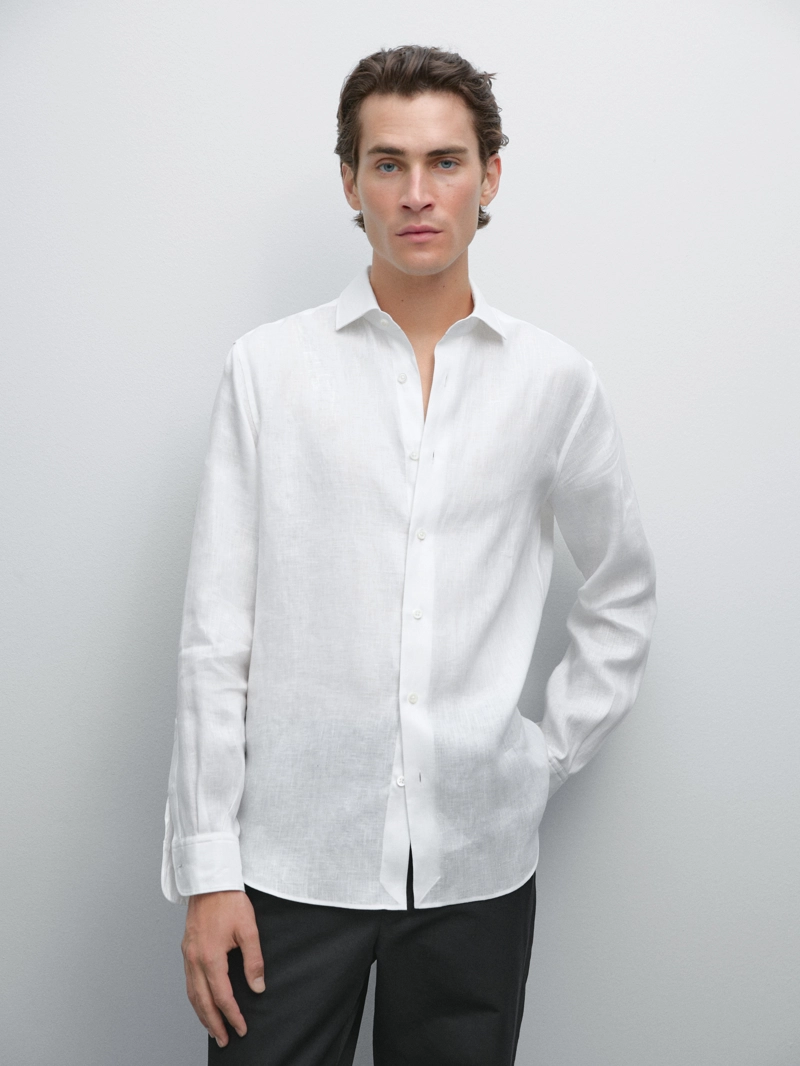 Рубашка slim fit из 100% льна