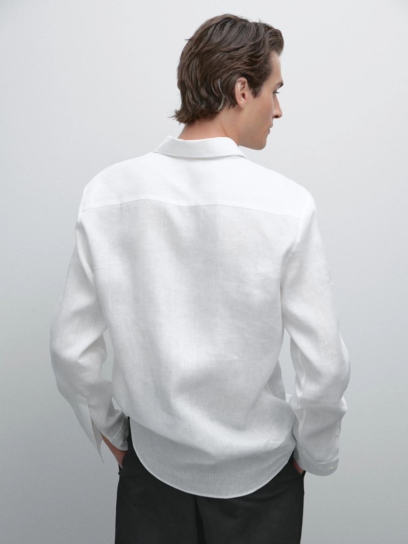 Рубашка slim fit из 100% льна