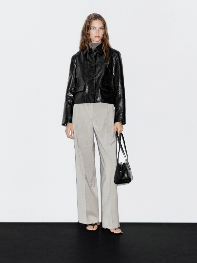 Куртка из кожи наппа cropped