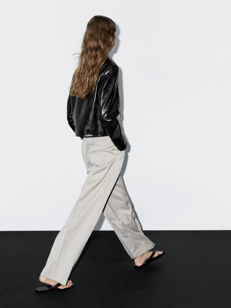 Куртка из кожи наппа cropped