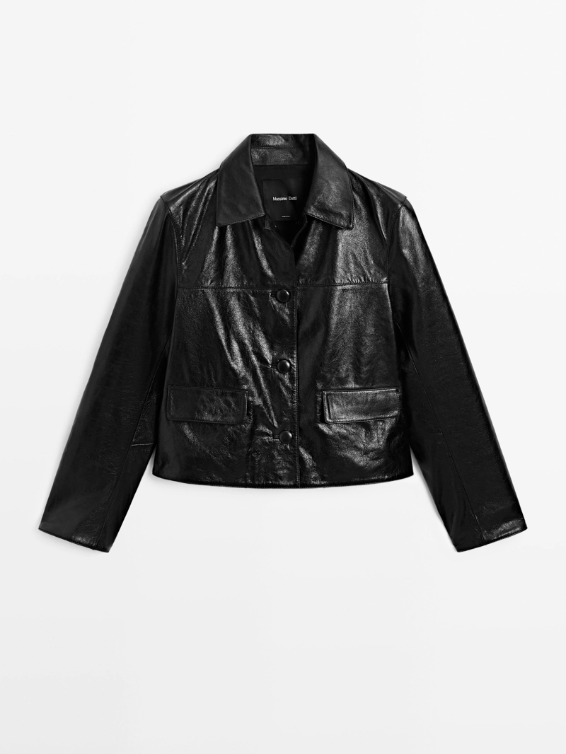 Куртка из кожи наппа cropped