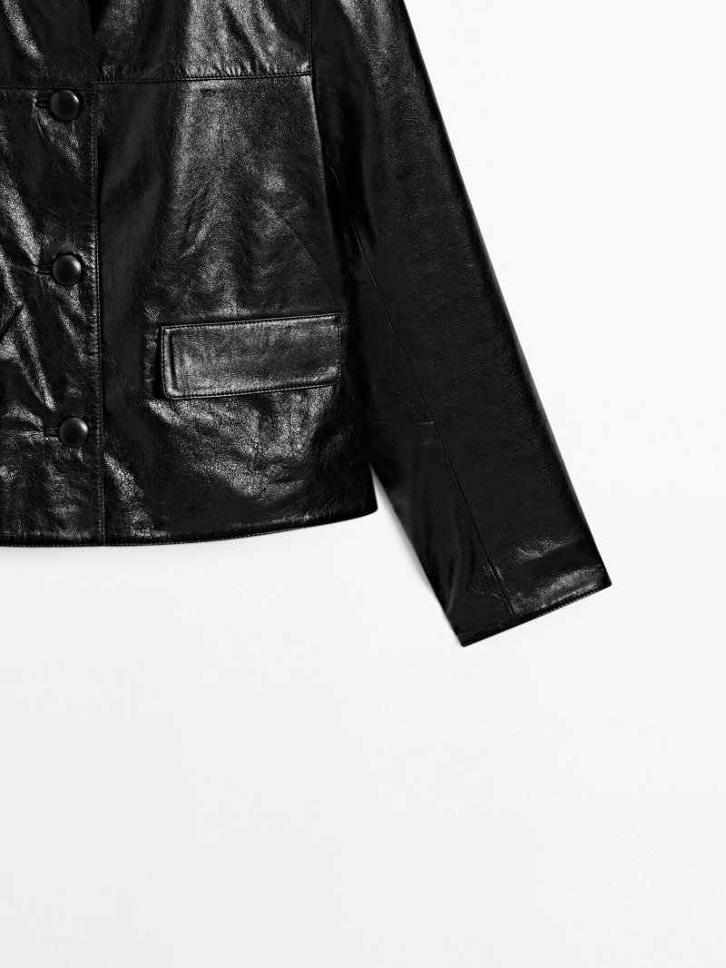 Куртка из кожи наппа cropped