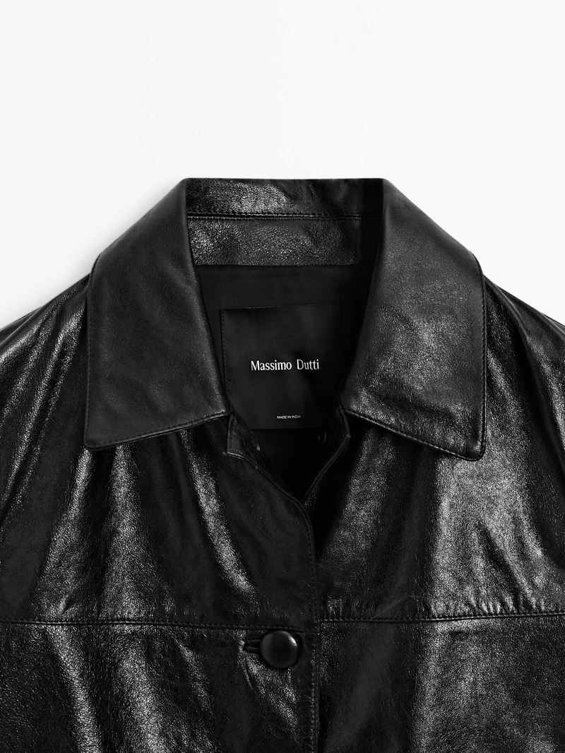Куртка из кожи наппа cropped