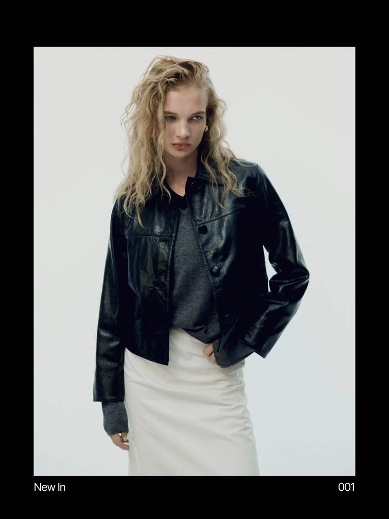 Куртка из кожи наппа cropped