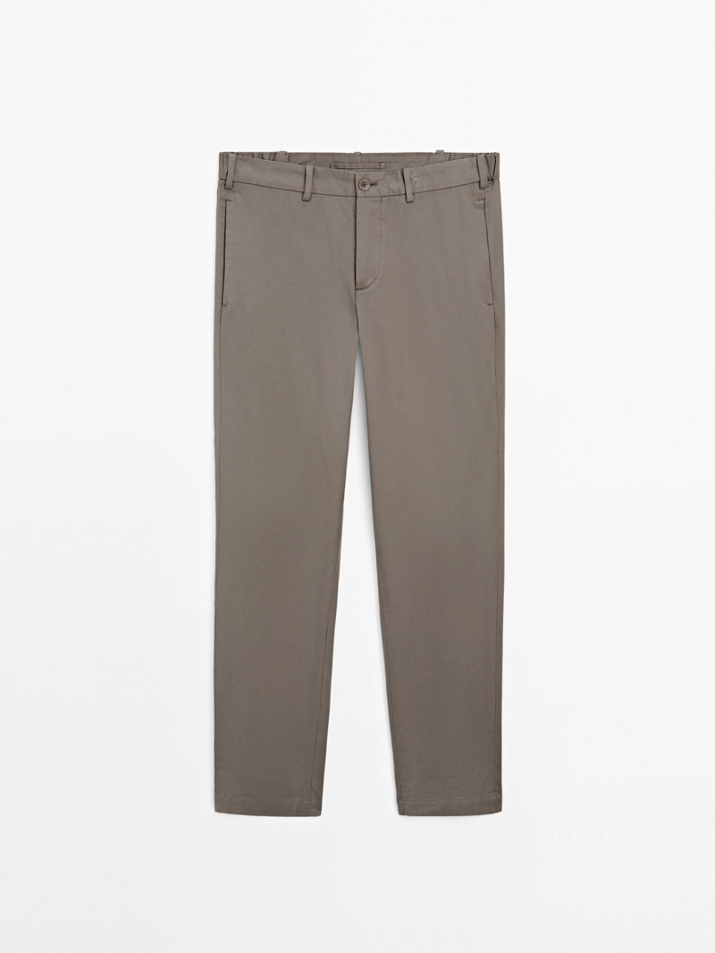 Хлопковые брюки приталенного кроя из смесовой ткани