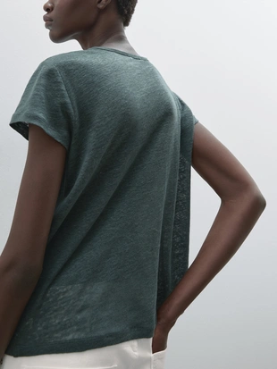 Футболка с коротким рукавом из 100% льна- Заказать в России