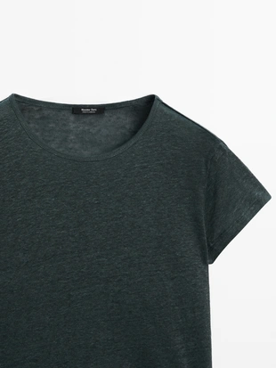 Футболка с коротким рукавом из 100% льна- Заказать в России