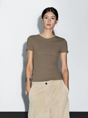 Футболка из текстурированного хлопка с эффектом крепа- Заказать в России