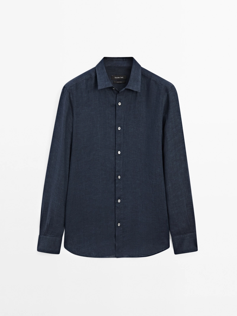 Рубашка slim fit из 100% льна
