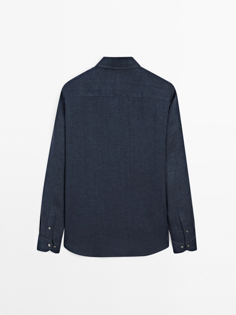 Рубашка slim fit из 100% льна