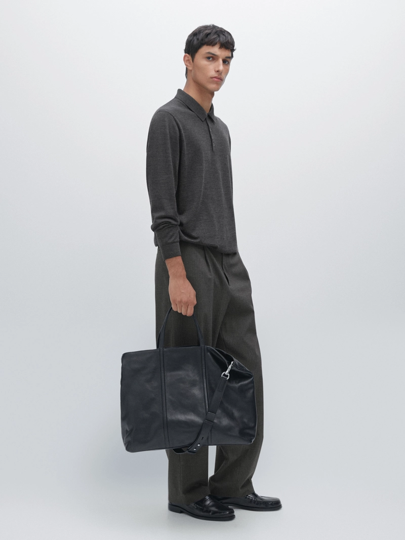 Пуловер с воротником-поло из 100% мериносовой шерсти