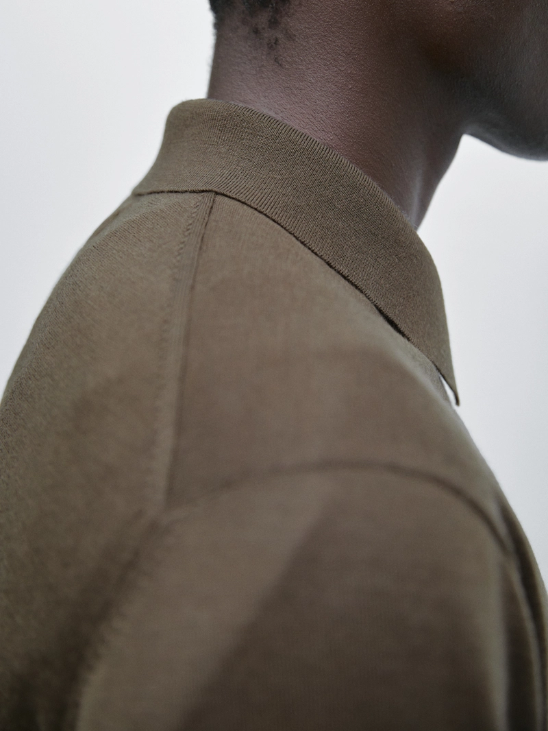 Поло вязанный свитер из 100% мериносовой шерсти