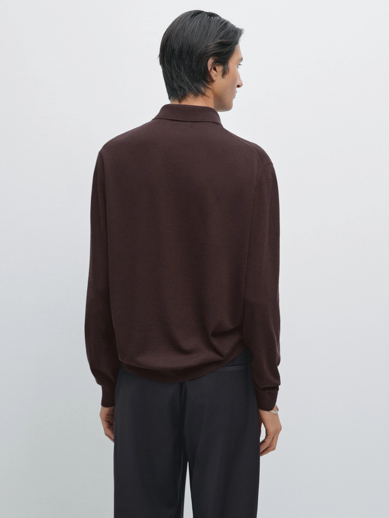 Поло из мериносовой шерсти 100% спицами