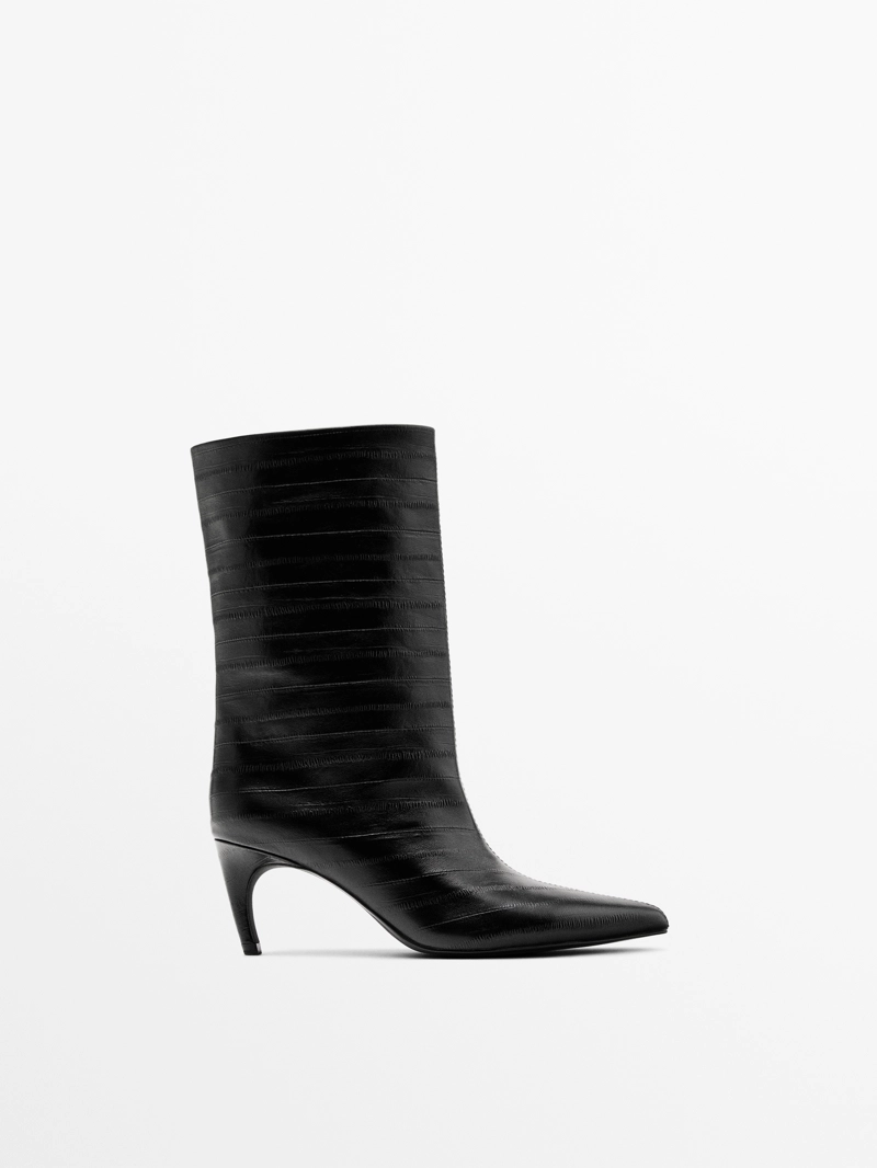 Туфли на высоком каблуке из эффектной кожи с тиснением