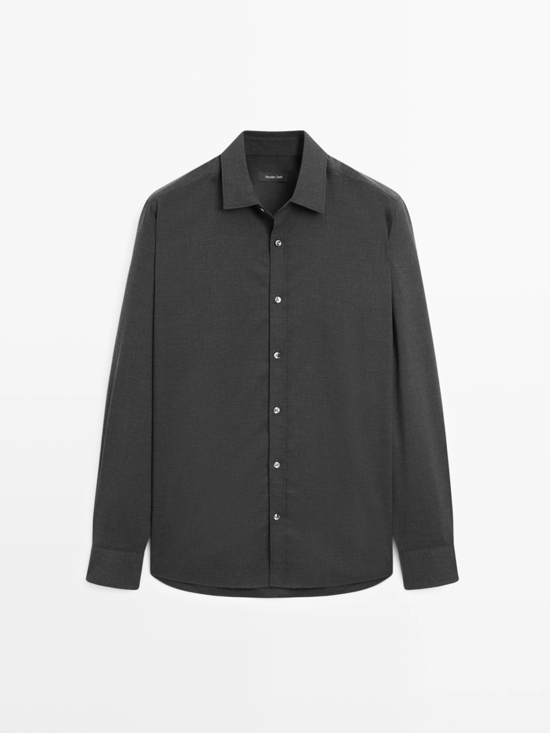 Рубашка с микроклеткой regular fit