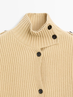 Кардиган с воротником-хомут из 100% шерсти- Заказать в России