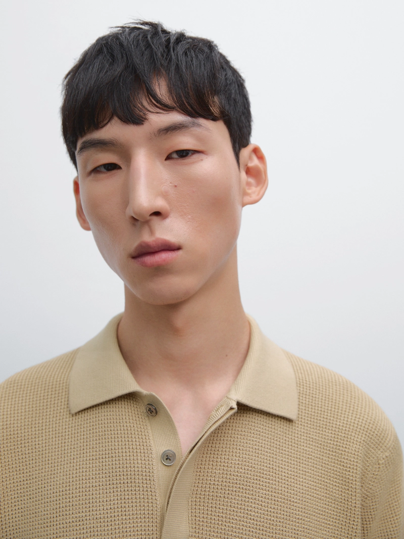 Поло из текстурированного хлопкового трикотажа