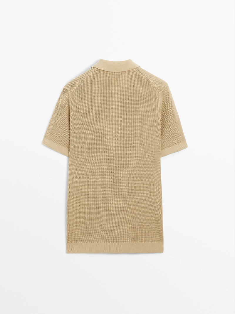 Поло из текстурированного хлопкового трикотажа