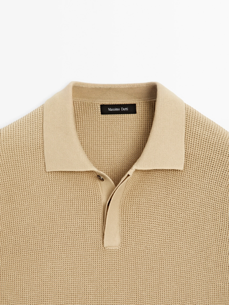 Поло из текстурированного хлопкового трикотажа