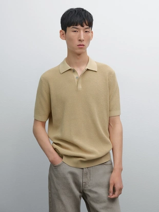 Поло из текстурированного хлопкового трикотажа- Заказать в России