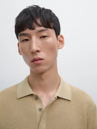 Поло из текстурированного хлопкового трикотажа- Заказать в России