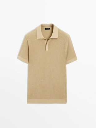 Поло из текстурированного хлопкового трикотажа- Заказать в России