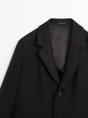 Пальто с длинными лацканами из шерстяно-шелковой смеси- Заказать в России