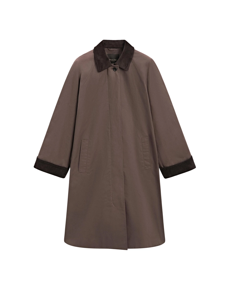 Длинная парка с вощеным покрытием и деталями из бархата