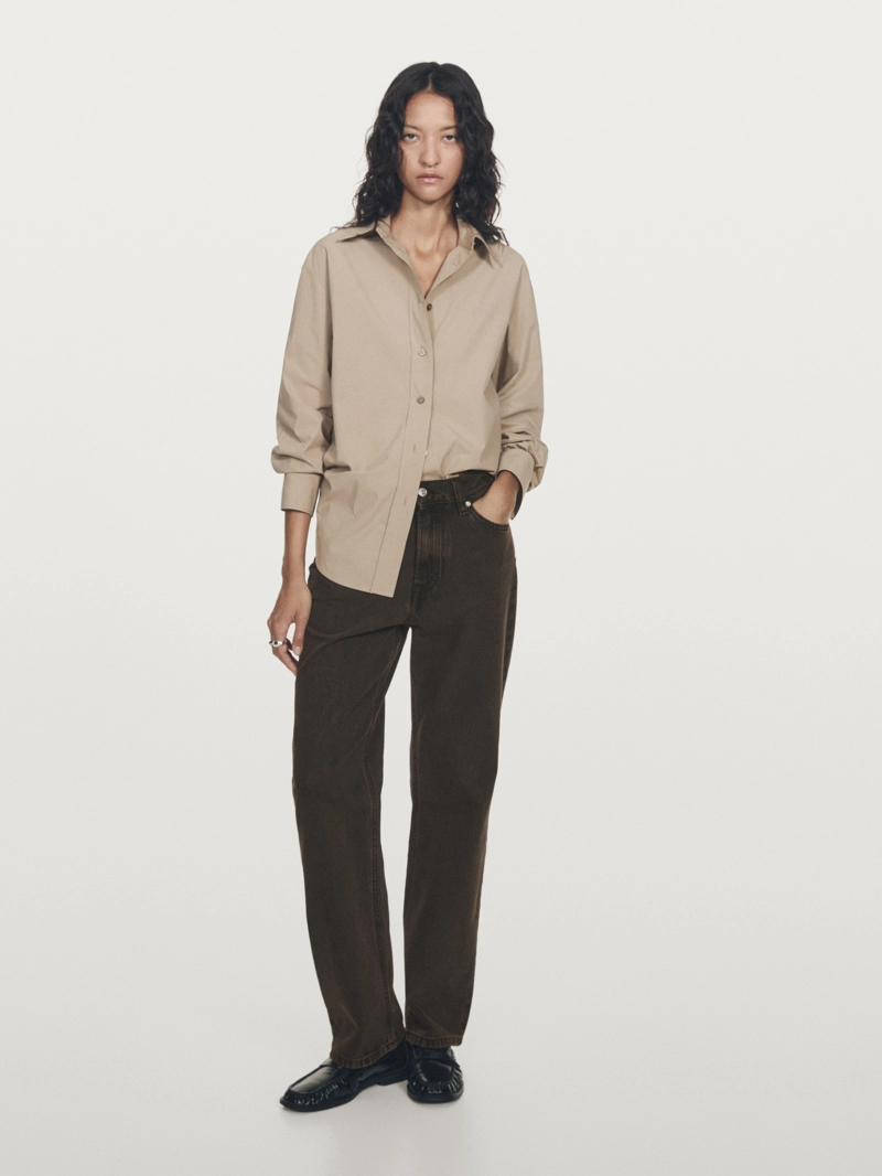 Рубашка из 100% хлопкового поплина