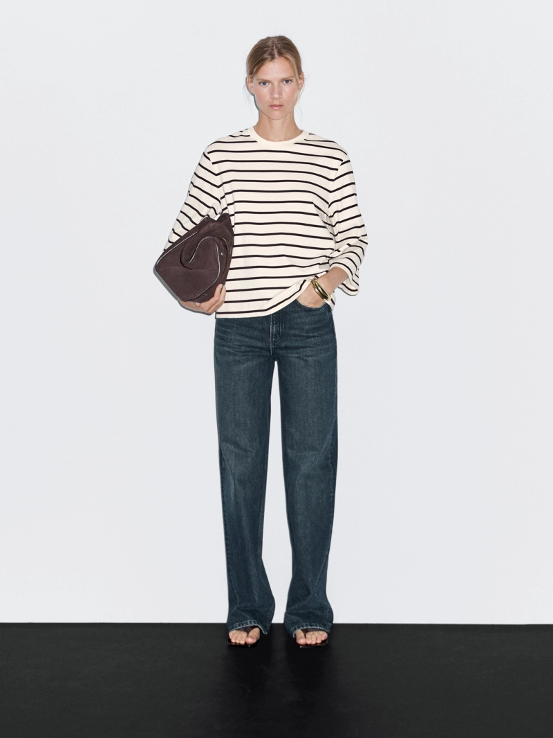 Футболка в полоску с рукавами длиной до локтя