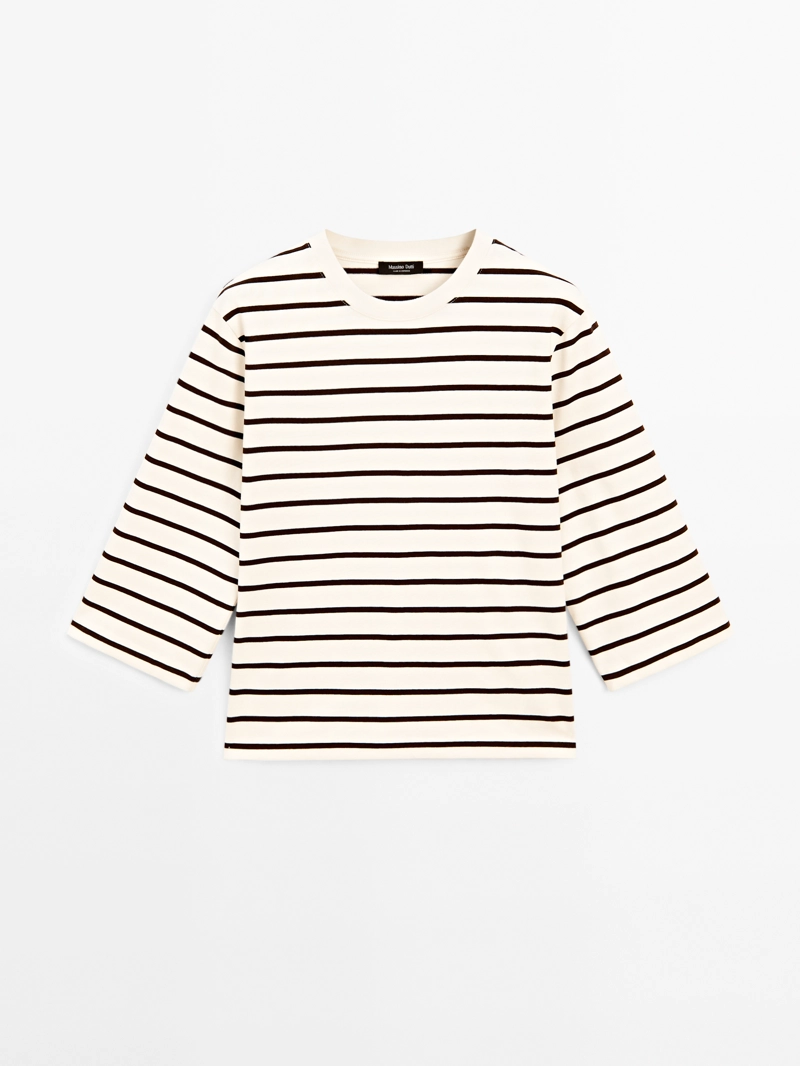 Футболка в полоску с рукавами длиной до локтя