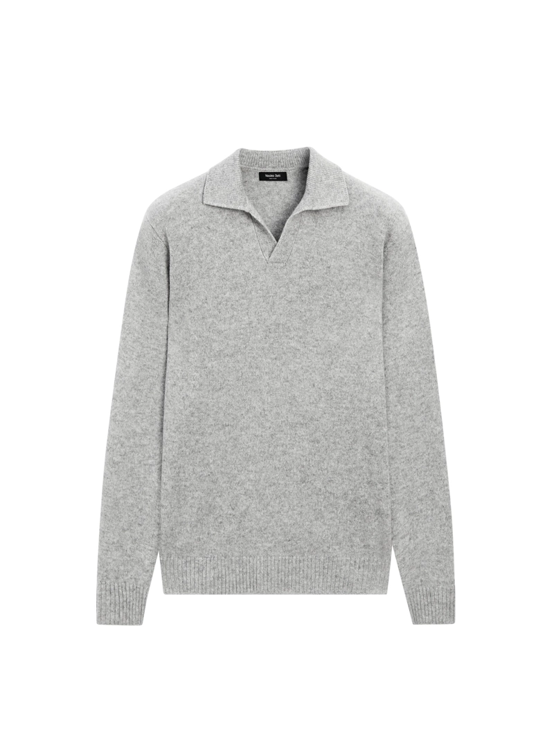 Поло-свитер с v-образным вырезом из шерстяно-смесовой пряжи