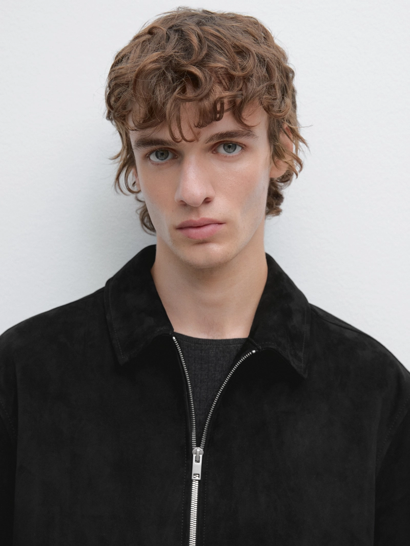 Замшевая кожаная куртка с застёжкой на молнии