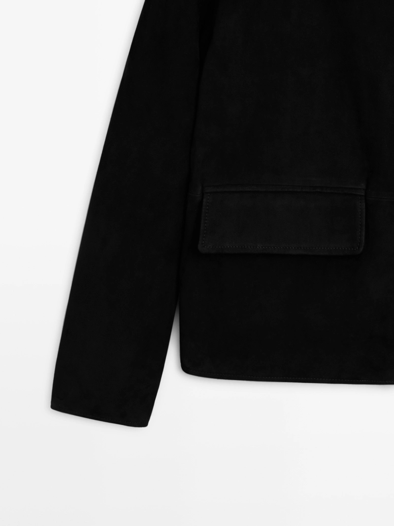 Замшевая кожаная куртка с застёжкой на молнии