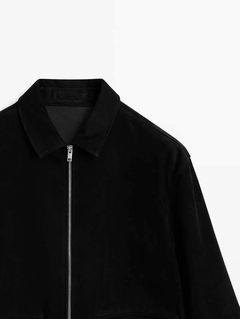 Замшевая кожаная куртка с застёжкой на молнии