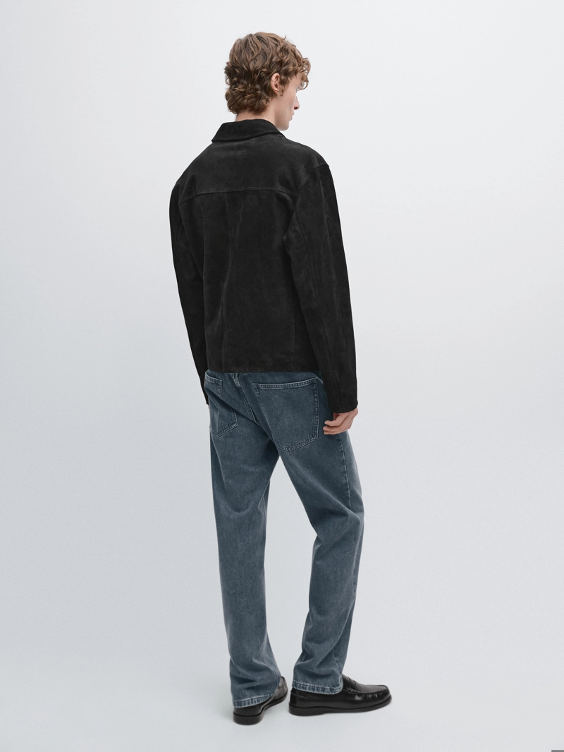 Замшевая кожаная куртка с застёжкой на молнии