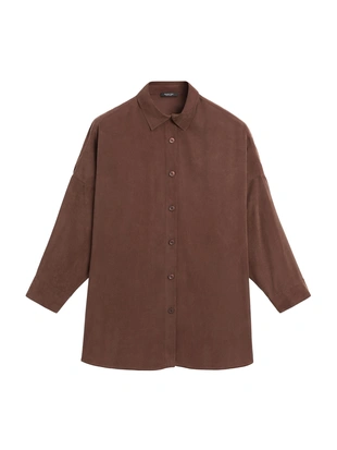 BROWN|5164/964 - Massimo Dutti Длинная блузка с плавными линиями