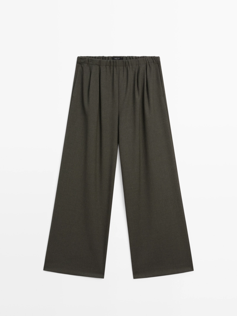 Широкие брюки с вытачками и эластичным поясом