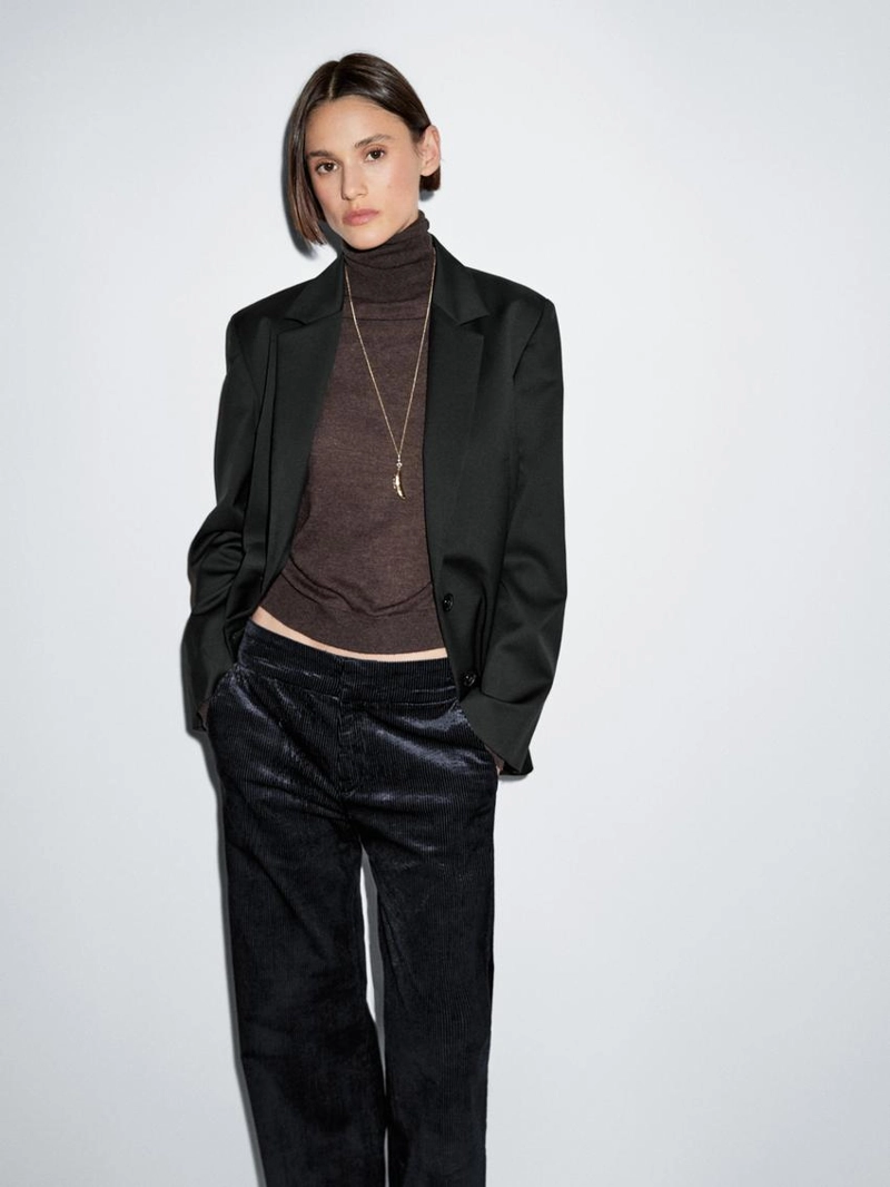 Брюки-палаццо из вельвета средней посадки